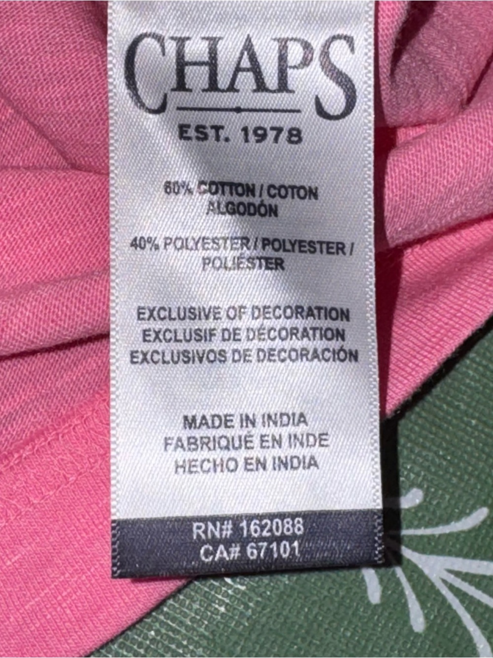Chaps Men's X-Large Pink Pocket T-Shirt NWT Seacoast Wash Slub Jersey Short Slv - Picture 7 of 7